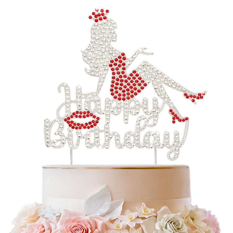 Happy Birthday Crown Queen Lady Rhinestone Cake Topper
