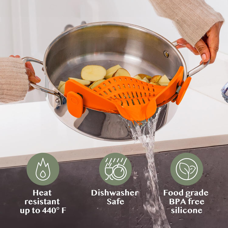 Snap N Strain Clip On Strainer for Pots and Pans