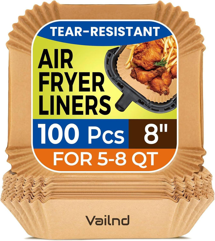 100Pcs 8" Air Fryer Liner Disposable for 5 (100 Count)