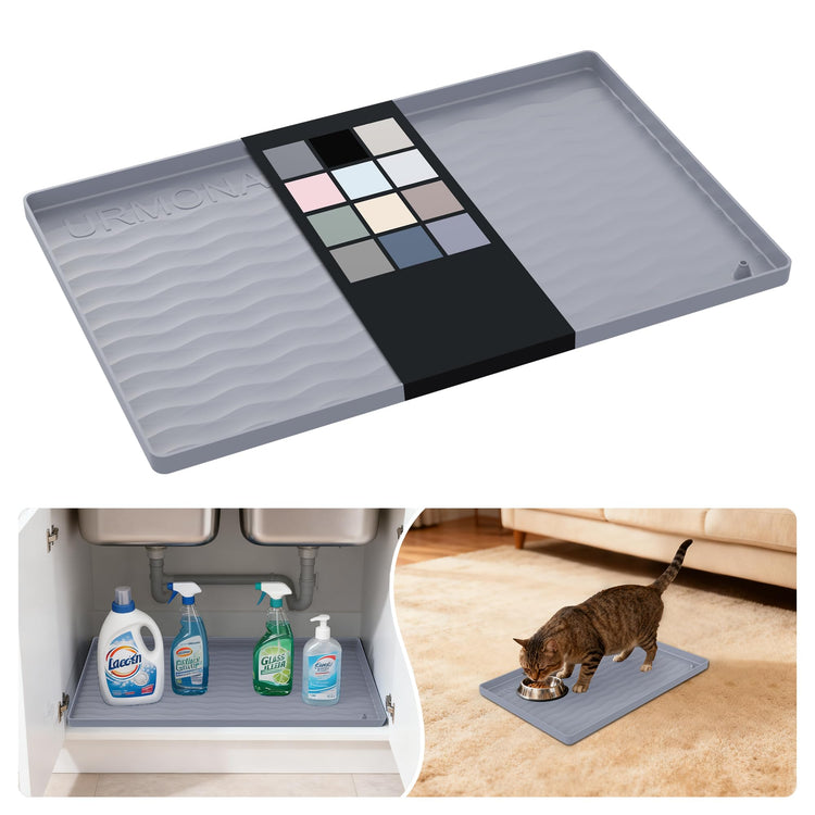 Waterproof Silicone Under Sink Mat 16'' x 10'' Shelf Liner for Kitchen and Bathroom