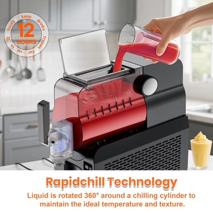 88 oz Slushie Maker Machine All-in-One Frozen Drink Machine for Home No Ice Needed 5 Smart Presets | Low Noise | Self-Cleaning | Ideal for Smoothies, Frappés, Milkshakes, Margaritas, Cocktails