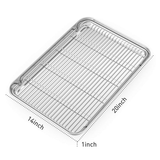 Baking Sheet with Cooling Rack and Silicone Baking Mat