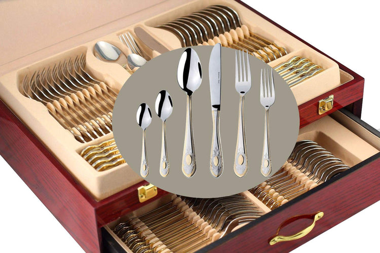 Venezia Collection Gold Flatware Serving Set for 12