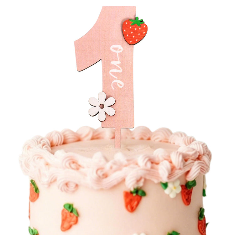 Strawberry One Cake Topper
