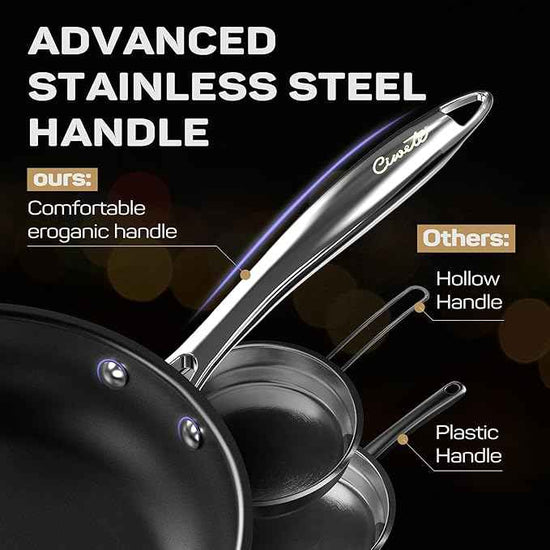 11-Piece Stainless Steel Pots and Pans Set Non Stick, Tri-Ply Stainless Steel Cookware Set, Induction Kitchen Cookware Sets with Steamer Insert & Stay-Cool Handles, Dishwasher, Oven Safe