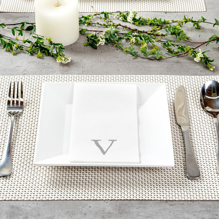 Silver V White Linen Feel Guest Towel Napkin (2000 Count)