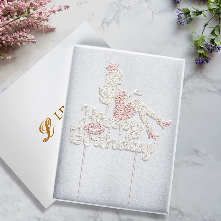 Happy Birthday Crown Queen Lady Rhinestone Cake Topper