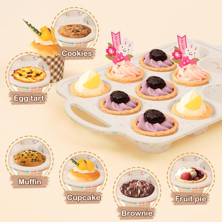 Silicone Muffin Pan, 12 Cups Muffin Tin Baking Mold With Reinforced Stainless Steel Frame Inside, Nonstick Bakeware Cupcake Pan BPA Free, 2PCS
