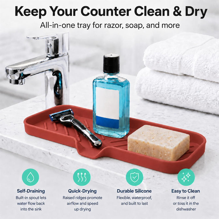 Silicone Soap Dish with Drain Spout