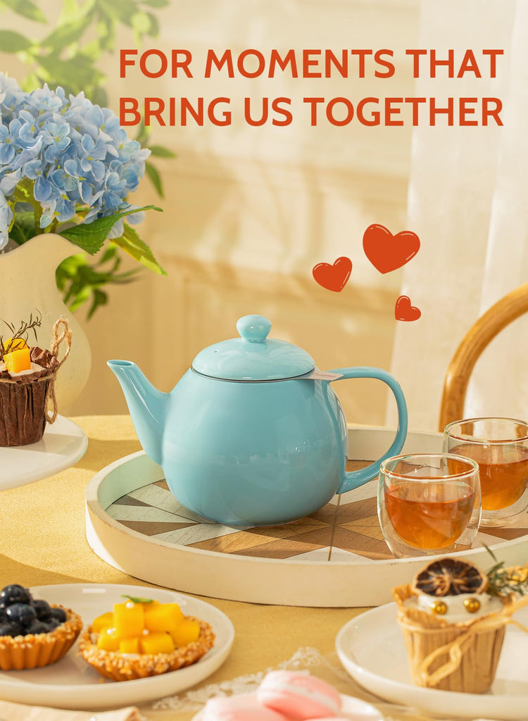 Teapot Porcelain Tea Pot with Stainless Steel Infuser
