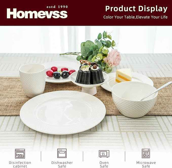 HomeVss, New Bone China Embossed Rain Drops 40pc Dinnerware Set
