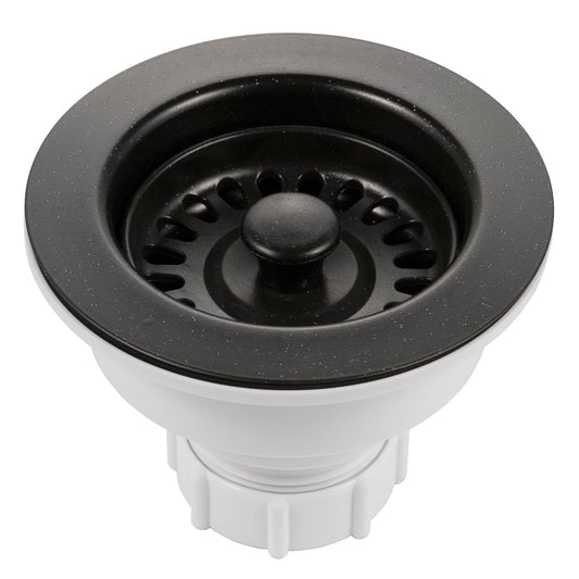 190-9268 - 3-1/2 Inch Granite Black Kitchen Sink Basket Strainer, Durable Food Catcher Stopper for Metal Kitchen Sink, Ideal for Filtering Waste and Preventing Clogs