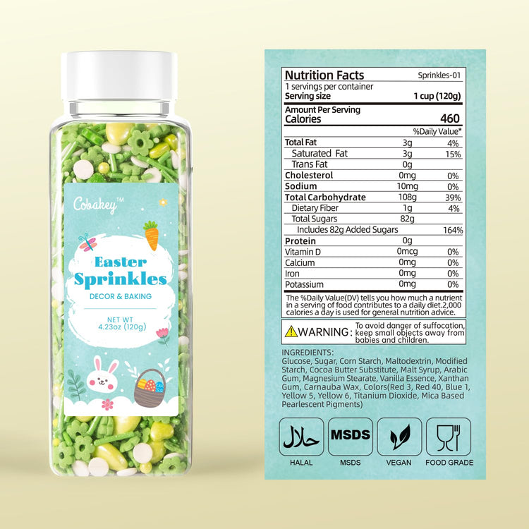 Spring Sprinkles for Cookies 4.23 Ounce Green Sprinkles for Baking Green Eggs Perfect for Easter Cake Decorations
