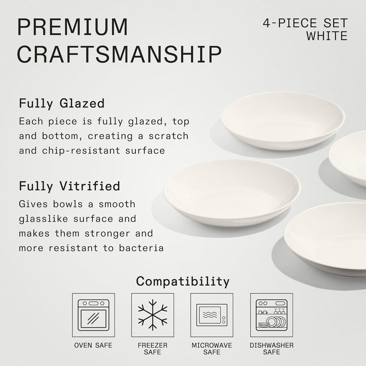 Made In Cookware - Set of 4 - Entrée Bowls - White - Porcelain England