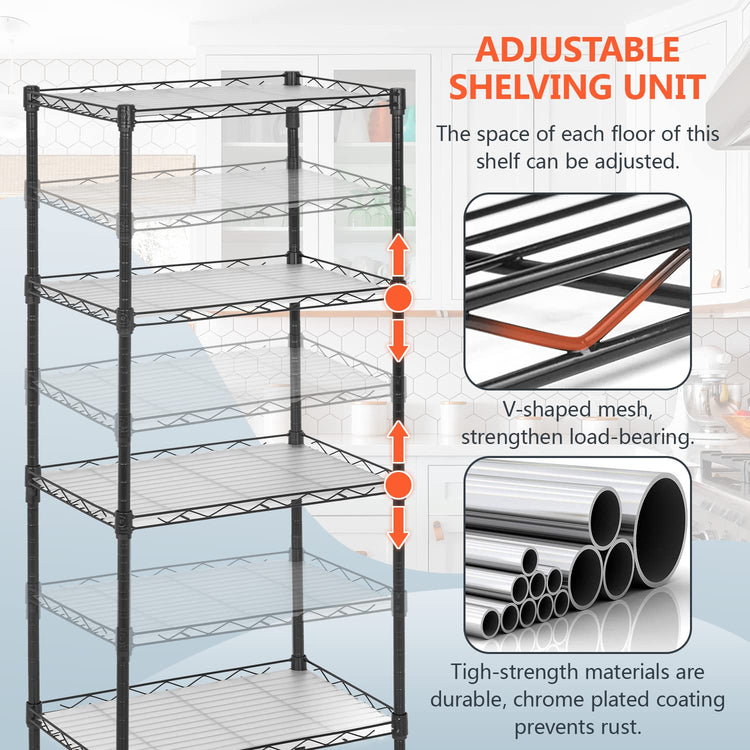 18L x 12W x 44H Wire Shelves Metal Shelf with 4 PP Sheets Storage Shelves 4 Tier Layer Storage Shelves for Laundry Bathroom Kitchen Garage (4 Count)