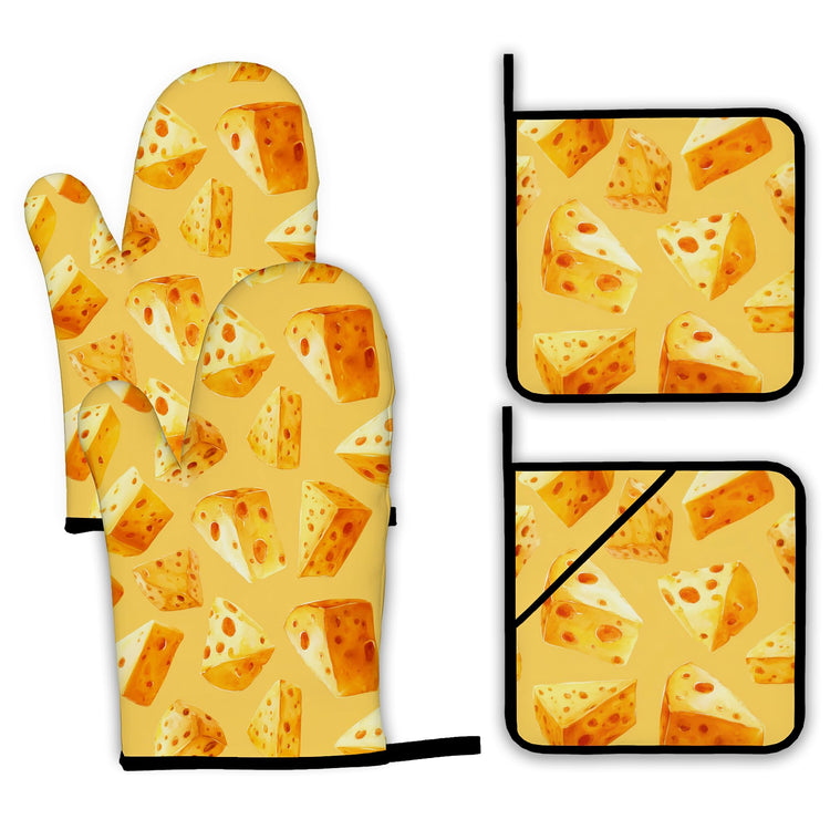Cute Cheese Oven Mitts and Pot Holders Set (4 Count)