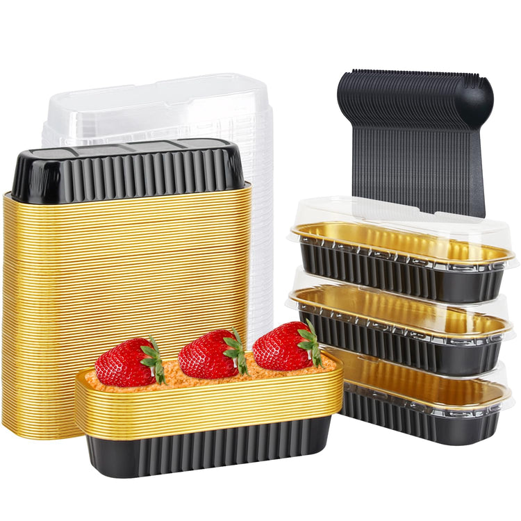Mini Loaf Pans with Lids 100 Pack (6.8 Fl Oz)