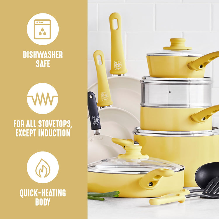 16 Piece Ceramic Nonstick Pots & Pans Cookware Set