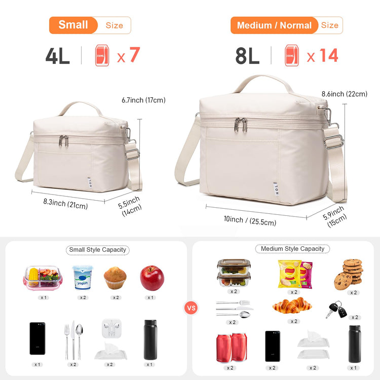 NOL 4L Insulated Lunch Bags for Women Cooler Bag Lightweight Nylon Waterproof Lunch Box For Work