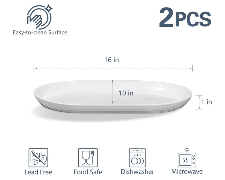 16 Inch Ceramic Serving Plates for Entertaining (2 Count)
