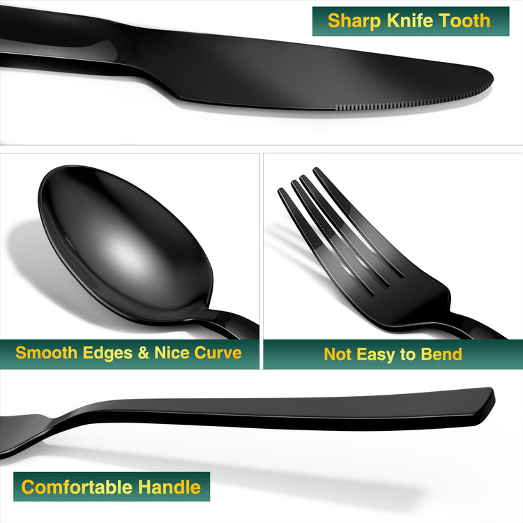60 Pieces Black Silverware Set (12 Count)