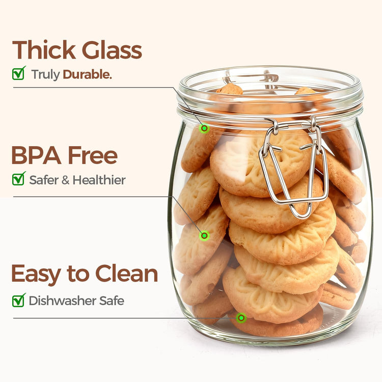 Round Glass Jars with Airtight Lids 25 oz 6 Pack Pickling (6 Count)