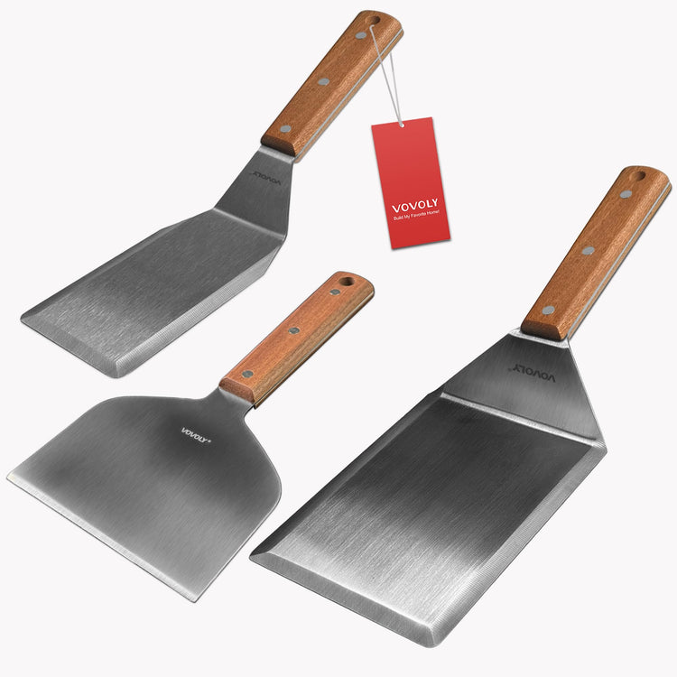 Stainless Steel Metal Spatula Set For Griddle (3 Count)