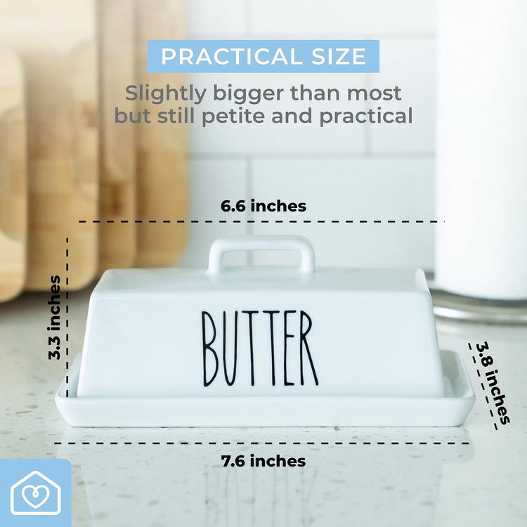 Porcelain Covered Butter Dish with Lid for Countertop