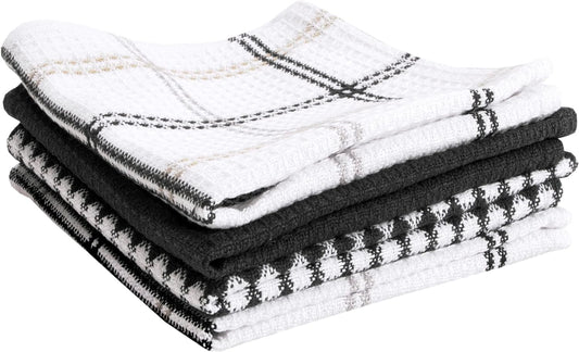 T-FAL Premium Waffle Dish Cloths: Highly Absorbent, Super Soft Long Lasting - 100% Cotton, 12"x13" Flat Waffle Dish Towel for Cleaning & Drying Dishes, (4-Pack), Neutral - Nestoria