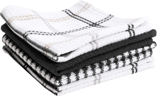 T-FAL Premium Waffle Dish Cloths: Highly Absorbent, Super Soft Long Lasting - 100% Cotton, 12"x13" Flat Waffle Dish Towel for Cleaning & Drying Dishes, (4-Pack), Neutral - Nestoria