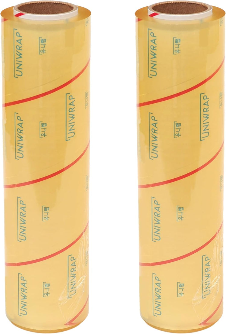 VisionTechShop Uniwrap 2 rolls of Food wrapping Plastic Cling Film for Manual & Automatic Overwrap, 13 micron, 18" x 3379', MADE IN KOREA