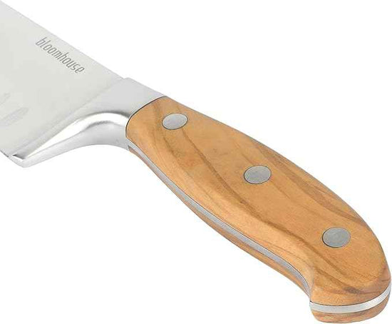 Bloomhouse - Two Time Oprah's Favorite Things Winner - 7-Inch Santoku Knife – German Stainless Steel Blade with Forged Italian Olive Wood Handle, Full Tang Kitchen Knife for Slicing Dicing & Mincing
