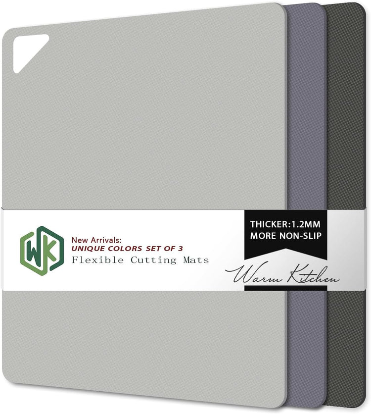 WK Flexible Plastic Cutting Boards for Kitchen, Cutting Board Mats Set of 3, Nonslip Cutting Board for Meat, Thin Cutting Sheets with Hole, Dishwasher Safe, BPA Free, 14.5x11.5"