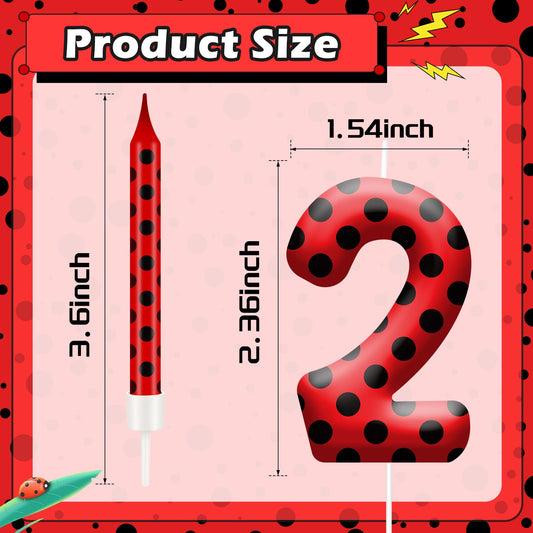 13PCS Ladybug Theme Birthday Candles Set (13 Count)