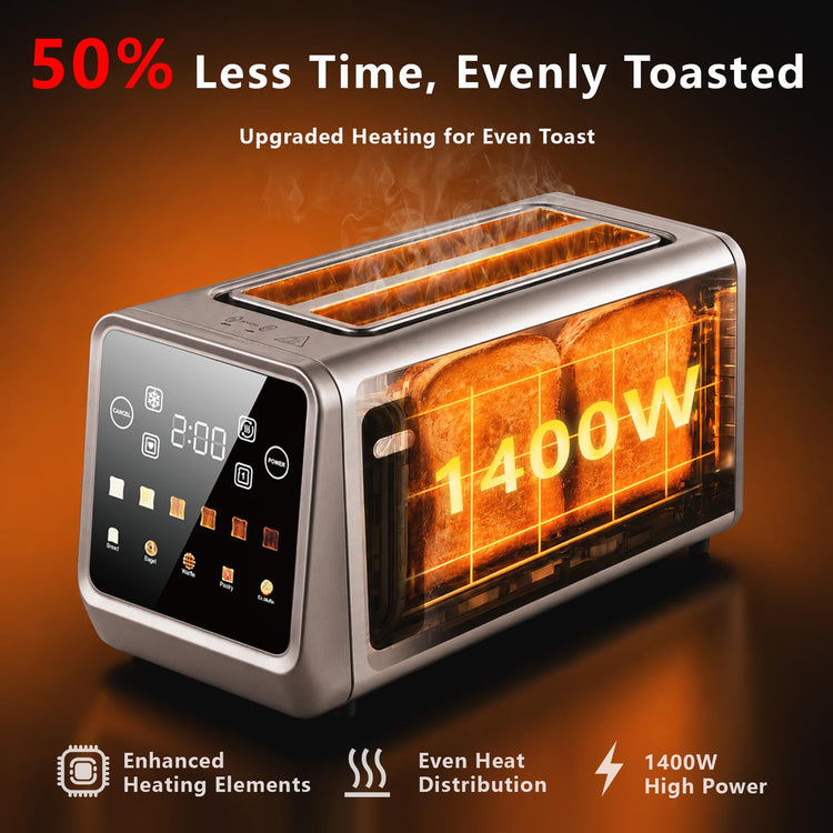 4 Slice Long Slot Touch Screen Toaster