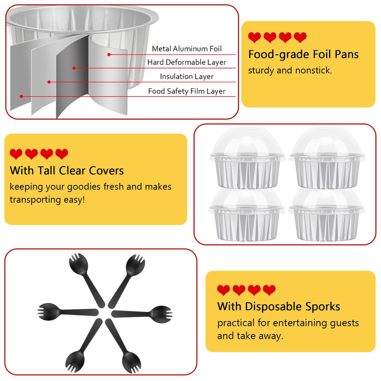 5oz Cupcake Tins with Dome Lids 100 Pack (5 Fl Oz)