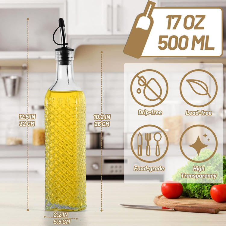 3 Pack Glass Oil Dispensers 500ML (3 Count)