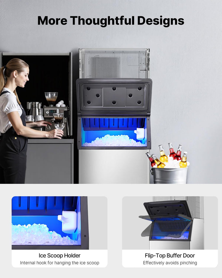 VEVOR Commercial Ice Maker Storage Bin, 500LBS Capacity Ice Bin, Stainless Steel Ice Storage Bin with Filter and Adjustable Anti-Slip Rubber Feet, Suitable for Restaurant Hotel and Beverage Shops