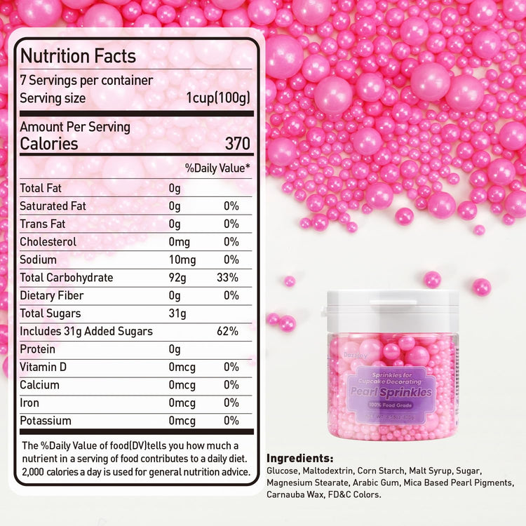 Edible Hot Pink Pearl Sprinkles (4.5 Ounce)