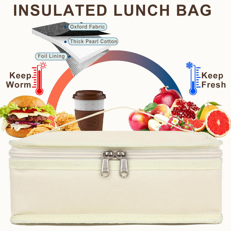 Small Insulated Lunch box Portable Soft Bag Mini Cooler Thermal Meal Tote Kit with Handle for Work & School