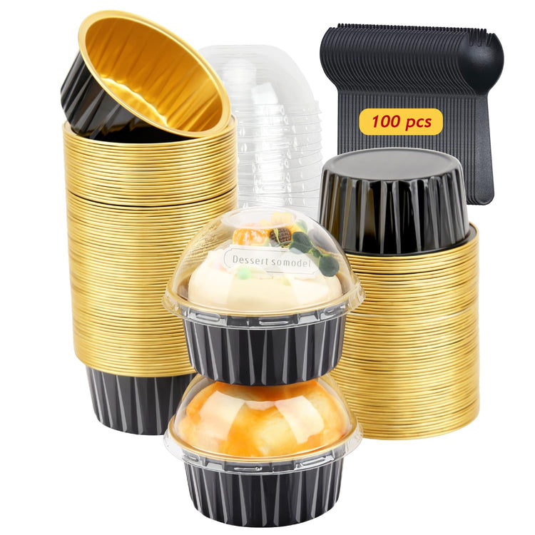 5oz Cupcake Pans with Dome Lids 100 Pack (5 Fl Oz)