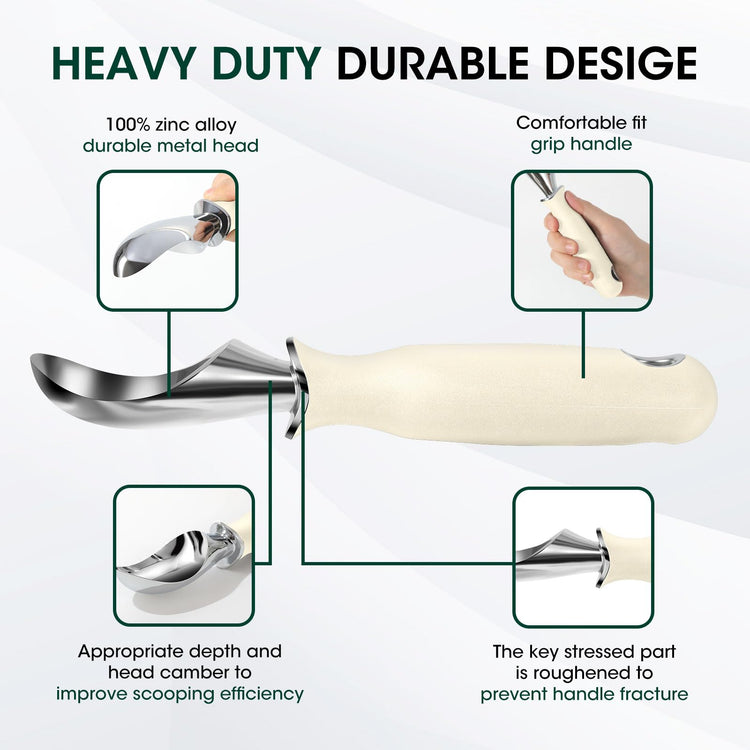 Premium Heavy Duty Ice Cream Scoop with Ergonomic Grip Handle