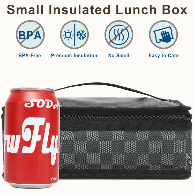 Small Insulated Lunch box Portable Soft Bag Mini Cooler Thermal Meal Tote Kit with Handle for Work