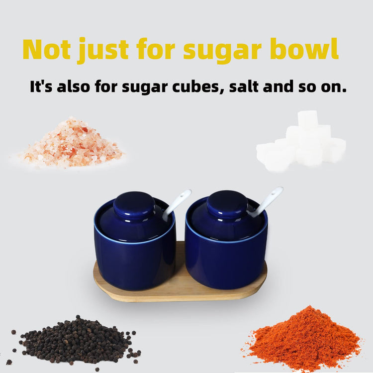 Ceramic Sugar Bowl with Tray and Spoon Set of 2