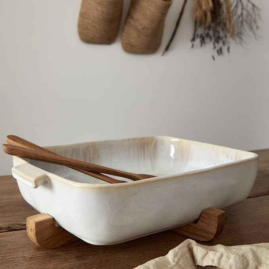 Casafina Ceramic 16" x 10.75" Rectangular Baker - Eivissa Collection, Sand Beige | Oven & Dishwasher Safe Bakeware | Food Safe Glazing | Restaurant Quality Dinnerware