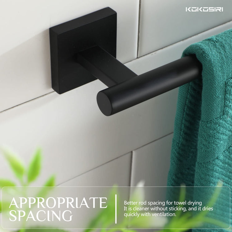 Towel Rails Bathroom Towel Bars Matte Black 24 Inch Bath Towel Holder for Cabinet Kitchen Wall Stainless Steel B4005BK