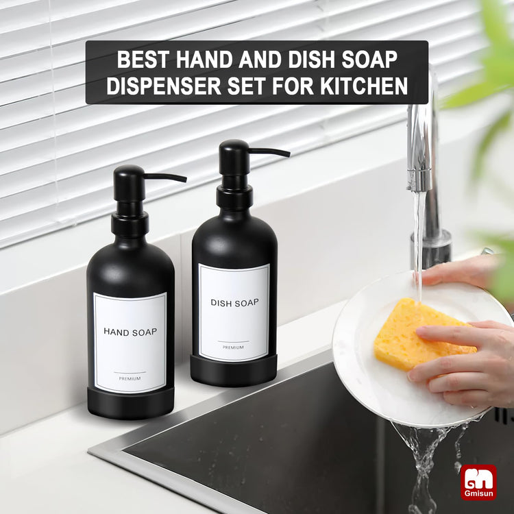 Black Soap Dispenser with Silicone Sleeve Boot (2 Count)