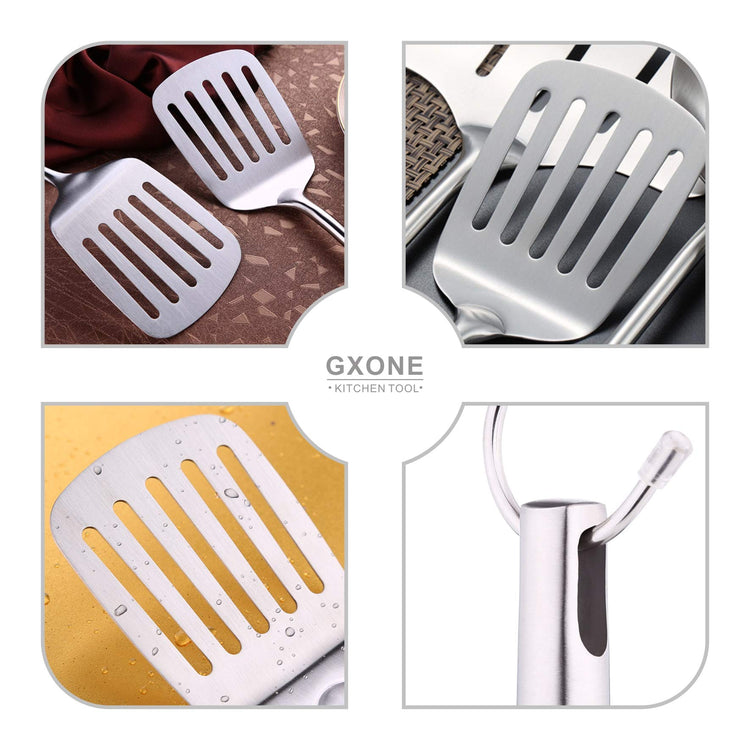 Slotted Turner & Spatula for Cast Iron Skillet Grilling Cooking