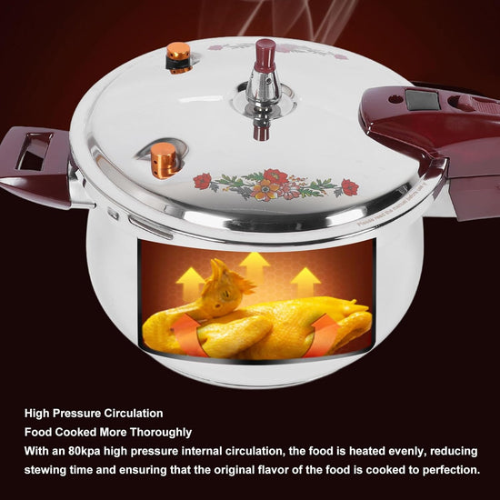 Stainless Steel Pressure Cooker 80KPA, Cookware Pressure Canner Rice Cooker with Safety Valve Devices, Compatible with Gas & Induction Cooker (7L) - Nestoria