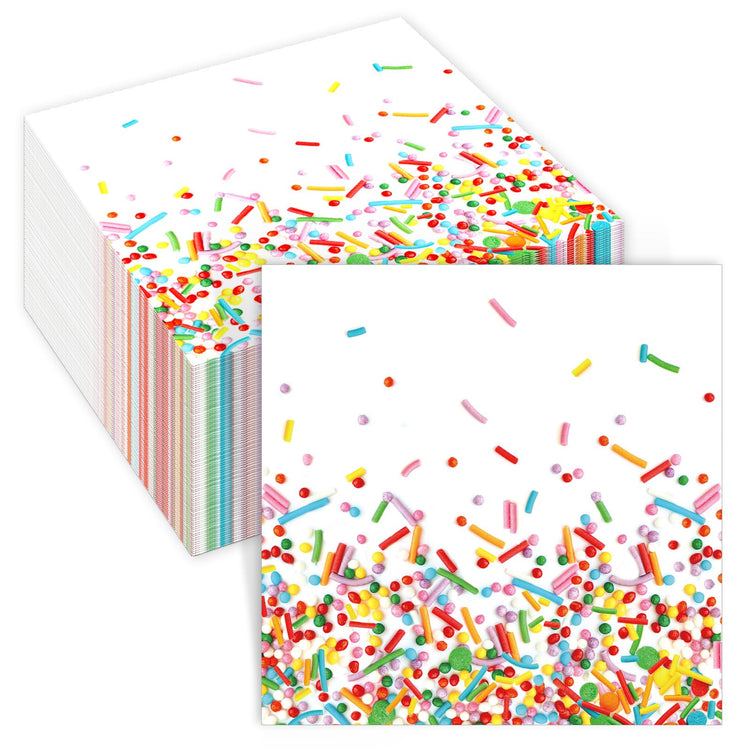 100 Pcs Sprinkles Donut Napkins Birthday Party